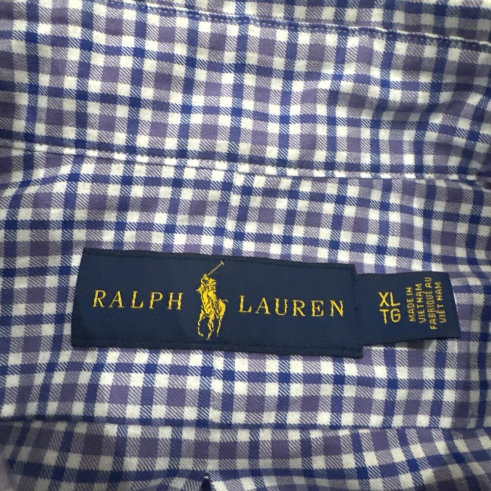 Polo Ralph Lauren Dress Shirt Mens XL Blue Purple Check Plaid Long Sleeve Soft!